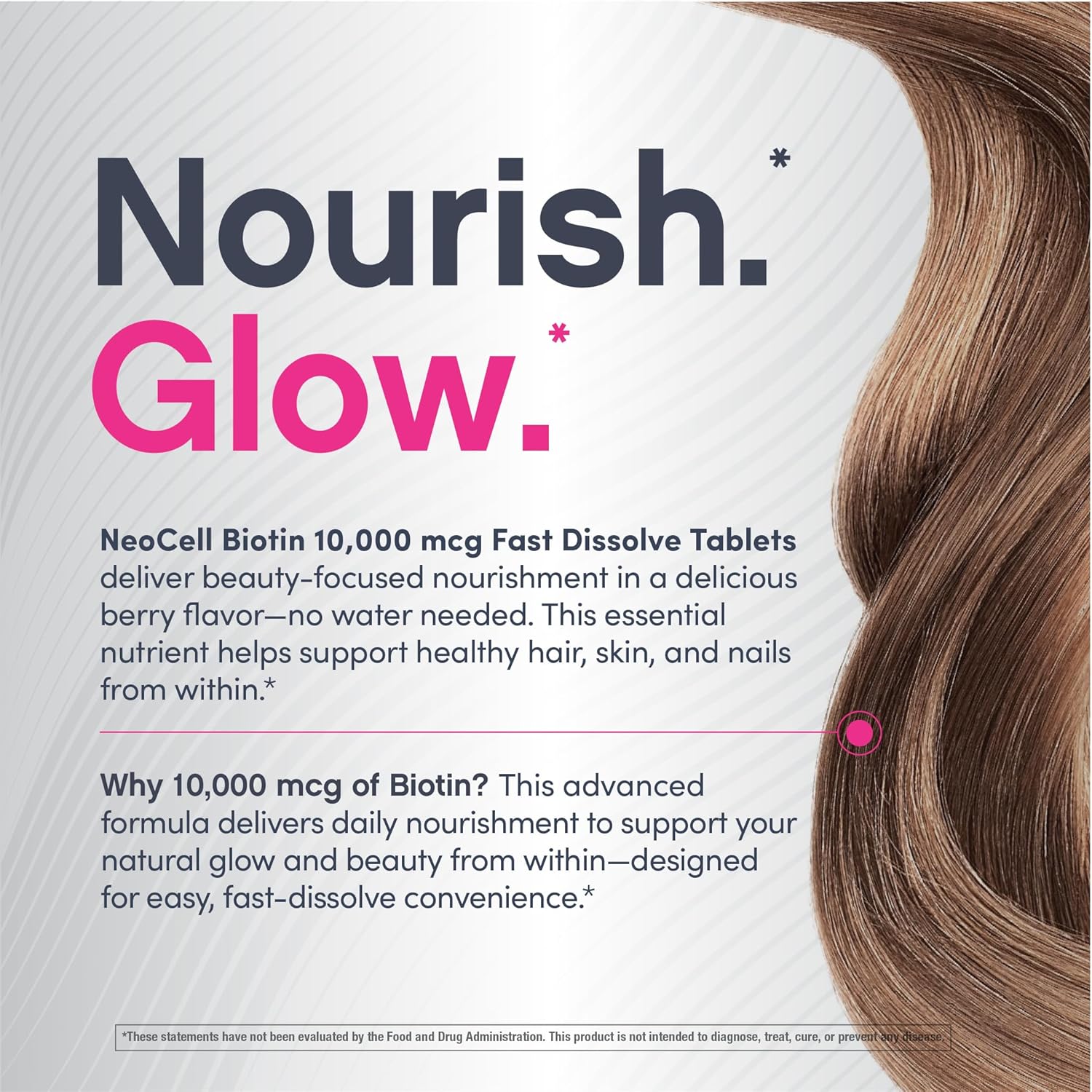 Picture of NeoCell Biotin 10000mcg Fast Dissolve Tablets | 180 Count | for Women and Men | Berry Flavor Supplement | Hair, Skin, and Nails