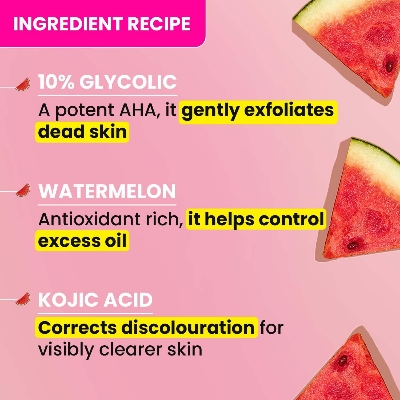 Picture of Dot & Key Watermelon 10% Glycolic Serum for Face Glowing, With KojicI | Targets Pigmentation & Dark Spots | Targets Dullness, Uneven Texture, Sebum & Excess Oil | Serum For Oily & Normal Skin | 30ml