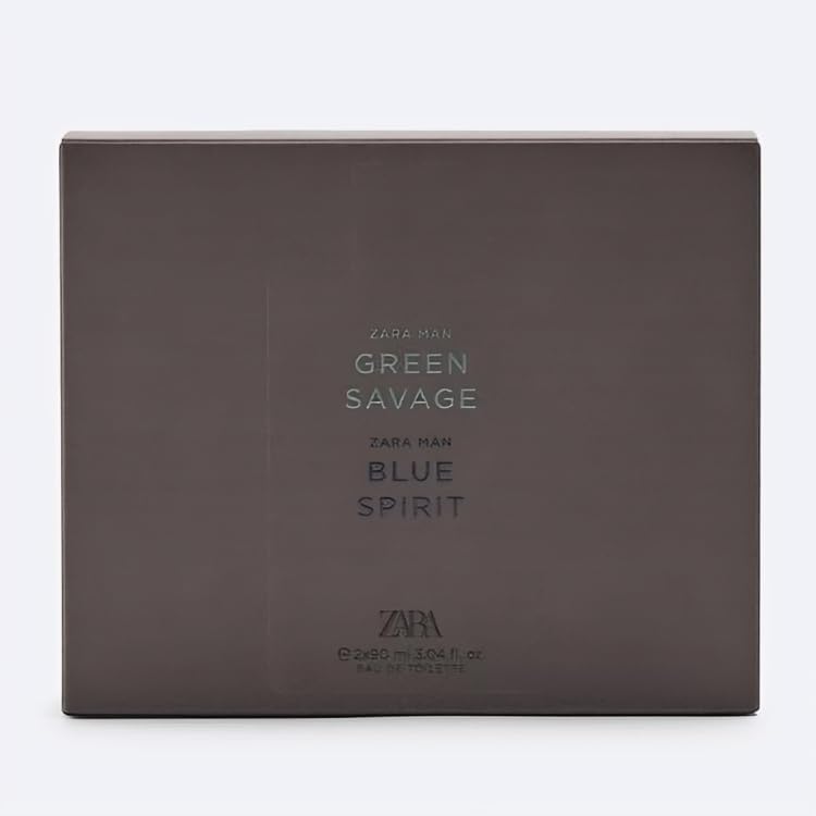 Picture of Zara Man Green Savage + Blue Spirit Cologne for Men Fragrance Set EDT Eau De Toilette 2x 90 ML (3.04 FL OZ)