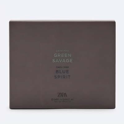 Picture of Zara Man Green Savage + Blue Spirit Cologne for Men Fragrance Set EDT Eau De Toilette 2x 90 ML (3.04 FL OZ)