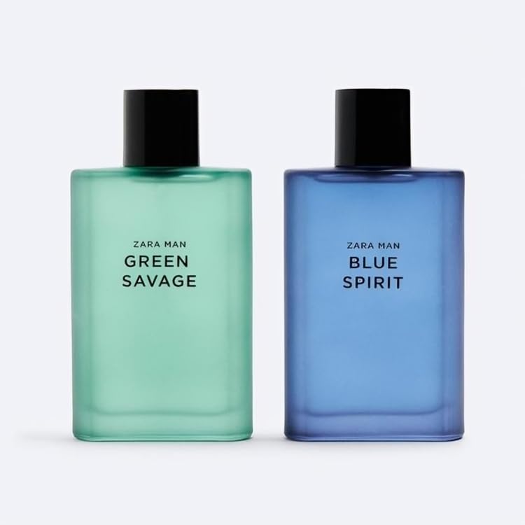 Picture of Zara Man Green Savage + Blue Spirit Cologne for Men Fragrance Set EDT Eau De Toilette 2x 90 ML (3.04 FL OZ)