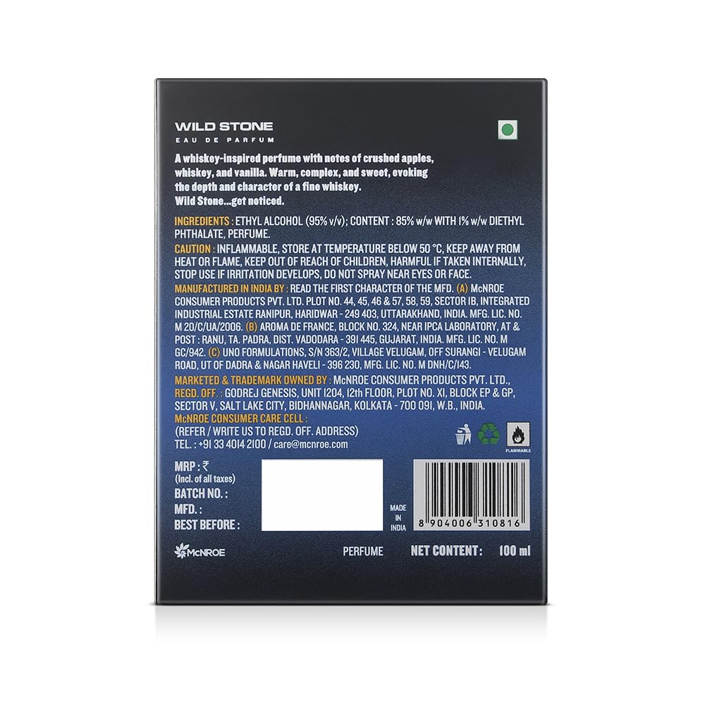 Picture of Wild Stone Whisky EDP Premium Perfume for Men, 100 Ml | Long-lasting Eau De Parfum | Captivating Fragrances | Luxury Perfume for Men | Perfect Gift For Men