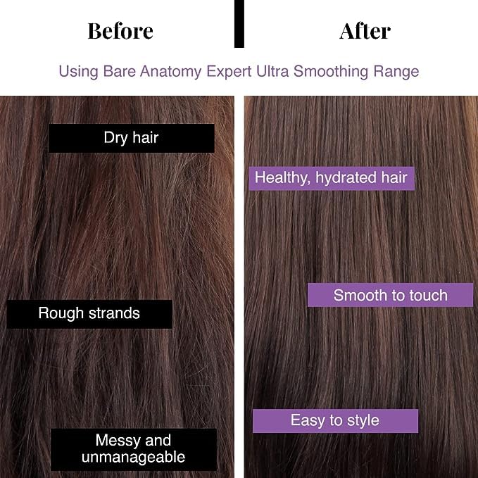 Picture of Bare Anatomy Ultra Smoothing Shampoo for Dry & Frizzy Hair|Restores Smoothing & Texture|Sulphate & Paraben Free|Powered By Carbohydrate Complex & Niacinamide|Vegan|For Men & Women|250ml