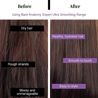Picture of Bare Anatomy Ultra Smoothing Shampoo for Dry & Frizzy Hair|Restores Smoothing & Texture|Sulphate & Paraben Free|Powered By Carbohydrate Complex & Niacinamide|Vegan|For Men & Women|250ml