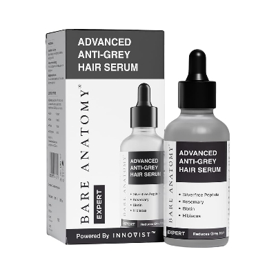 Picture of Bare Anatomy Advanced Anti-Grey Serum | Reduces Hair Greying | Silverfree Peptide + Biotin + Rosemary | Fast Absorbing, Odorless, Non-Sticky | Clinically proven formula For Men & Women | 50ml