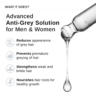 Picture of Bare Anatomy Advanced Anti-Grey Serum | Reduces Hair Greying | Silverfree Peptide + Biotin + Rosemary | Fast Absorbing, Odorless, Non-Sticky | Clinically proven formula For Men & Women | 50ml