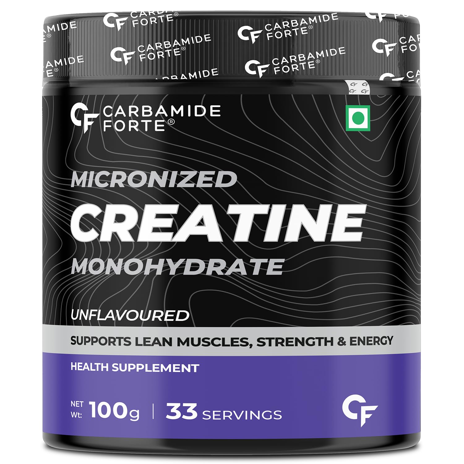 Picture of Carbamide Forte Creatine Mono Hydrate Powder | Micronized Monohydrate 100gm | Creatine Supplement for Lean Muscle Volumization, Strength & Energy - Unflavoured Powder - 33 Servings - 100g
