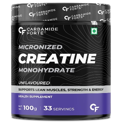 Picture of Carbamide Forte Creatine Mono Hydrate Powder | Micronized Monohydrate 100gm | Creatine Supplement for Lean Muscle Volumization, Strength & Energy - Unflavoured Powder - 33 Servings - 100g