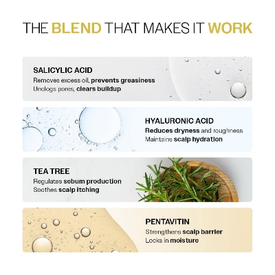 Picture of Bare Anatomy Oil Control Shampoo | Sulphate & Paraben Free | Reduces Excess Oil by Up to 100% | Salicylic Acid + Hyaluronic Acid + Tea Tree | Suitable for Oily Scalp & Dry Ends | For Women & Men | 236ml