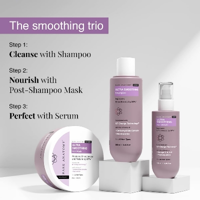 Picture of Bare Anatomy Ultra Smoothing Hair Serum For Dry & Frizzy Hair | Restores Smoothness & Texture | Powered By Carbohydrate Complex & Niacinamide | For Women & Men | SLS & Paraben Free | Vegan | 100ml