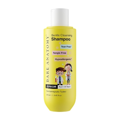 Picture of Bare Anatomy Junior Gentle Cleansing Shampoo For Kids from 1-12 Years | Tear-Free & Hypoallergenic pH 5.5 | Coconut Milk Protein, Almond Oil, Vitamin E & Strawberry | SLS & Paraben Free | Vegan -250ml