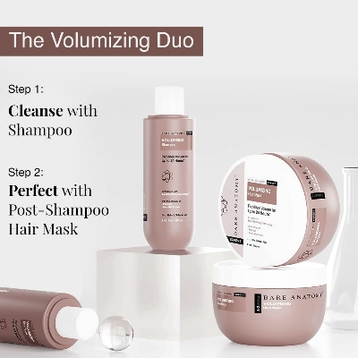 Picture of Bare Anatomy Volumizing Shampoo, Voluminous Hair Upto 24 Hours, Powered By Peptides & Rich Milk Protein, Strong & Bouncy Hair, Volume Shampoo For Thin & Flat Hair For Unisex, 250ml