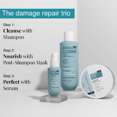 Picture of Bare Anatomy Damage Repair Hair Shampoo | Provides 10x Strengthening Powered By Ceramide A2 & Coconut Milk Protein | For Damaged, Dry & Frizzy Hair | Sulphate & Paraben Free | For Women & Men | 250ml