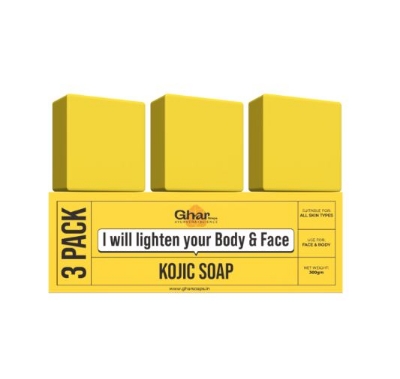 Picture of GHAR SOAPS Kojic Acid 2% Soap with Niacinamide | For Pigmentation, Sun damage, Brightening Underarm & Reduces Dark Spot | Soap for Men & Women | Suitable for All Skin Types | (Pack of 3) (100 g x 3)