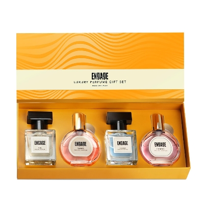 Picture of Engage Gift Set - Luxury Perfume For Women & Men 100ml, Long Lasting Smell Men & Women Perfume, Rakhi Hamper by ITC, Eau De Parfum, Travel Sized Combo, 25ml x 4,