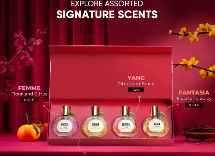 Picture of Engage Luxury Perfume Gifts For Women, 100ml, Long Lasting Smell, Best Birthday, Anniversary Gift Hamper by ITC, Eau De Parfum, Travel Sized Combo, 25ml x 4