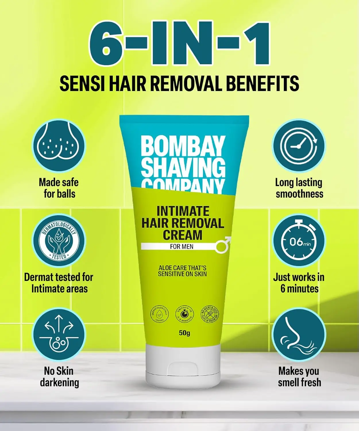 Picture of Bombay Shaving Company Intimate Hair Removal Cream | Pubic Hair Removal | Painless Hair Removal | For Sensitive Body Areas | Hair Removal Essentials | Body Hair Removal For Men