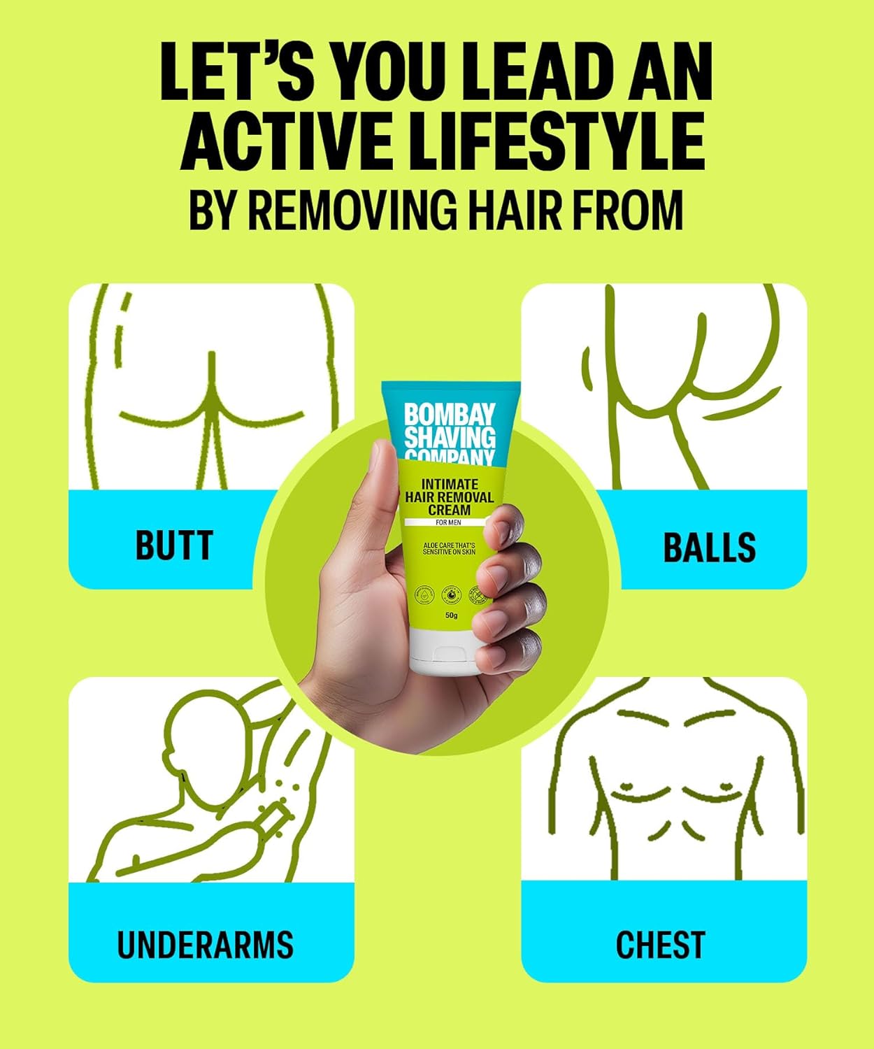 Picture of Bombay Shaving Company Intimate Hair Removal Cream | Pubic Hair Removal | Painless Hair Removal | For Sensitive Body Areas | Hair Removal Essentials | Body Hair Removal For Men
