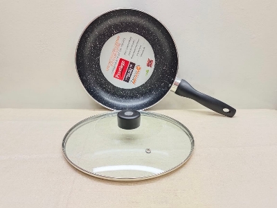 Picture of Prestiege 28cm Marble Coating Omega Deluxe Non Stick Cookware Fry Pan. With Lid And Induction Bottom Fry Pan.