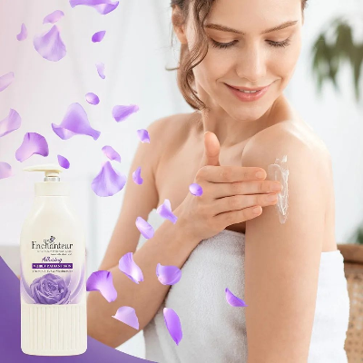 Picture of International Malaysian product Enchanteur Perfume body Lotion Alluring Satin smooth Aloe vera & olive Butter for used male /female 500 Ml