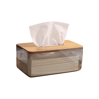 Picture of Acrylic Tissue Box With Wooden Lid