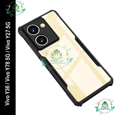 Picture of Back Cover For Vivo Y36 / Vivo Y78 5G / Vivo Y27 5G Cover Edge-Reinforced Shockproof Cushion Back Clear Hybrid Transparent Hard Cover Casing - Camera - Phone Back Cover