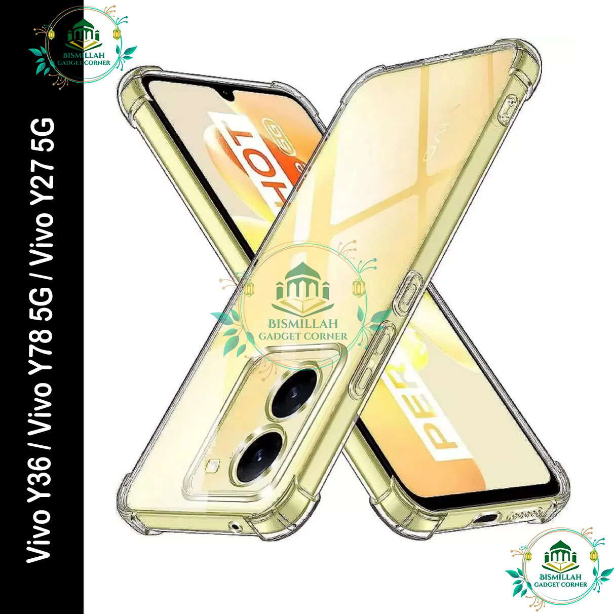 Picture of Back Cover For Vivo Y36 / Vivo Y78 5G / Vivo Y27 5G Cover Edge-Reinforced Shockproof Cushion Back Clear Hybrid Transparent Hard Cover Casing - Camera - Phone Back Cover