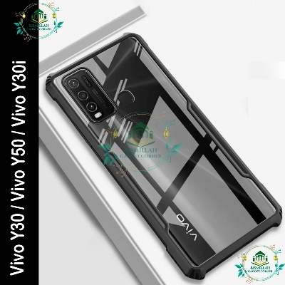 Picture of back cover For Vivo Y30 / Vivo Y50 / Vivo Y30i Edge-Reinforced Shockproof Cushion Back Clear Hybrid Transparent Hard Cover Casing