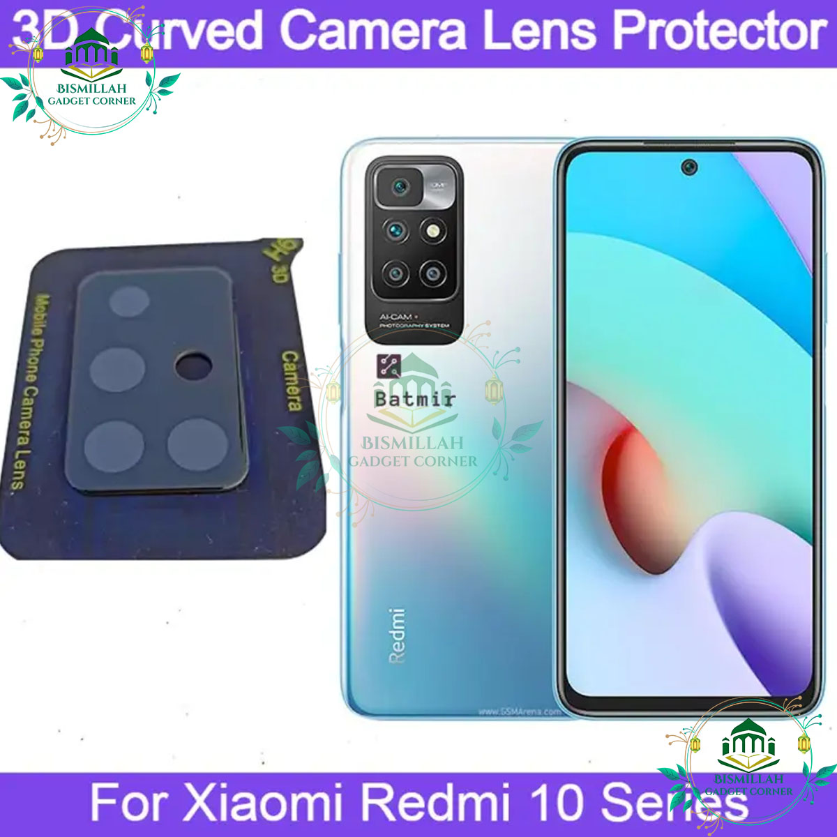 Picture of For Xiaomi Redmi 10/ Redmi 10 Prime/ Redmi 10 2022 3D Curved Camera Lens Protector Lens Shield Latest Generation Curvy Border Glass Membrane HD Tempered Glass Camera Full Lens Protector