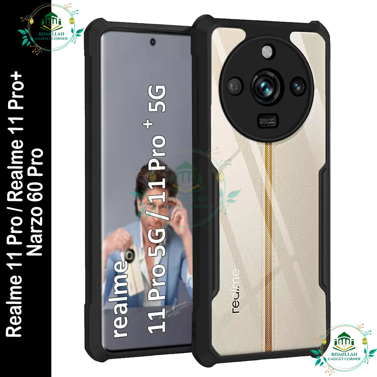 Picture of Xundd Back Cover for Realme 11 Pro / Realme 11 Pro+ / Narzo 60 Pro Transparent Hybrid Hard PC Back Bumper