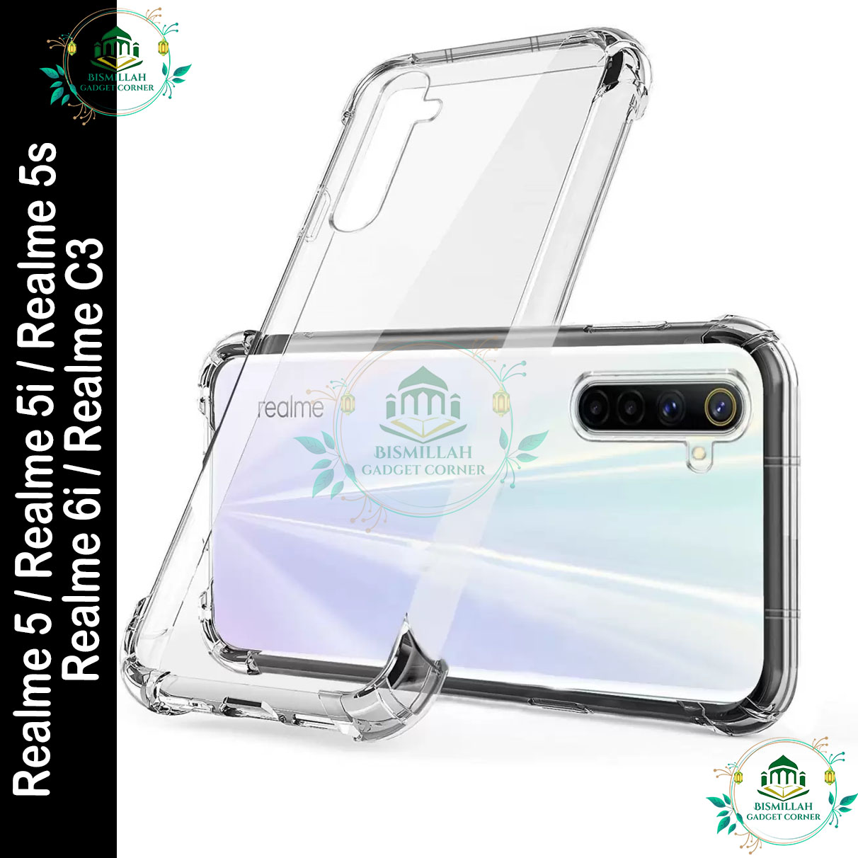 Picture of Transparent back cover For Realme 5 / Realme 5i / Realme 5s / Realme 6i / Realme C3 Luxury transparent Protect Back Cover Soft Case