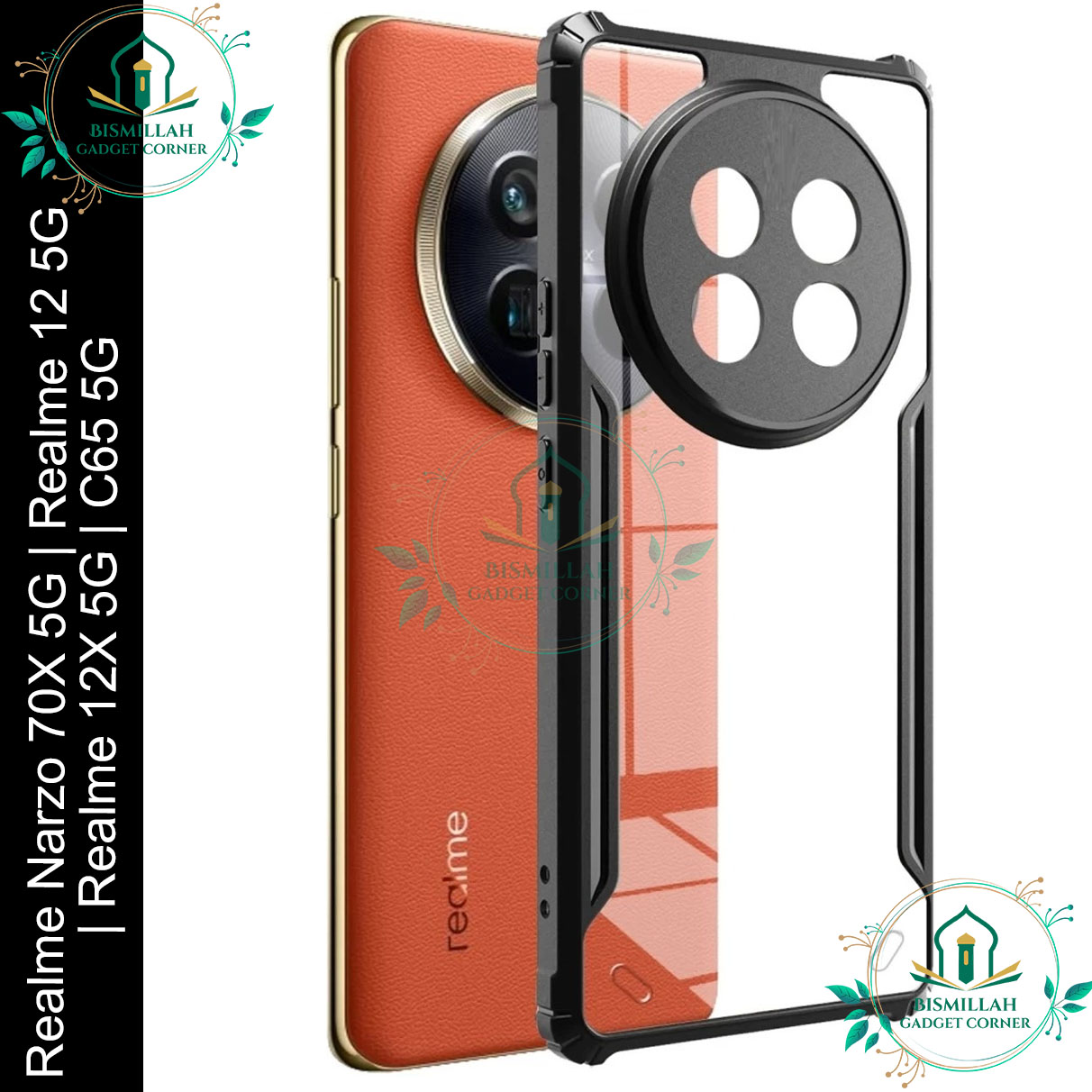 Picture of Xundd Back Cover for Realme Narzo 70X 5G | Realme 12 5G  | Realme 12X 5G | Realme C65 5G Transparent Hybrid Hard PC Back Bumper