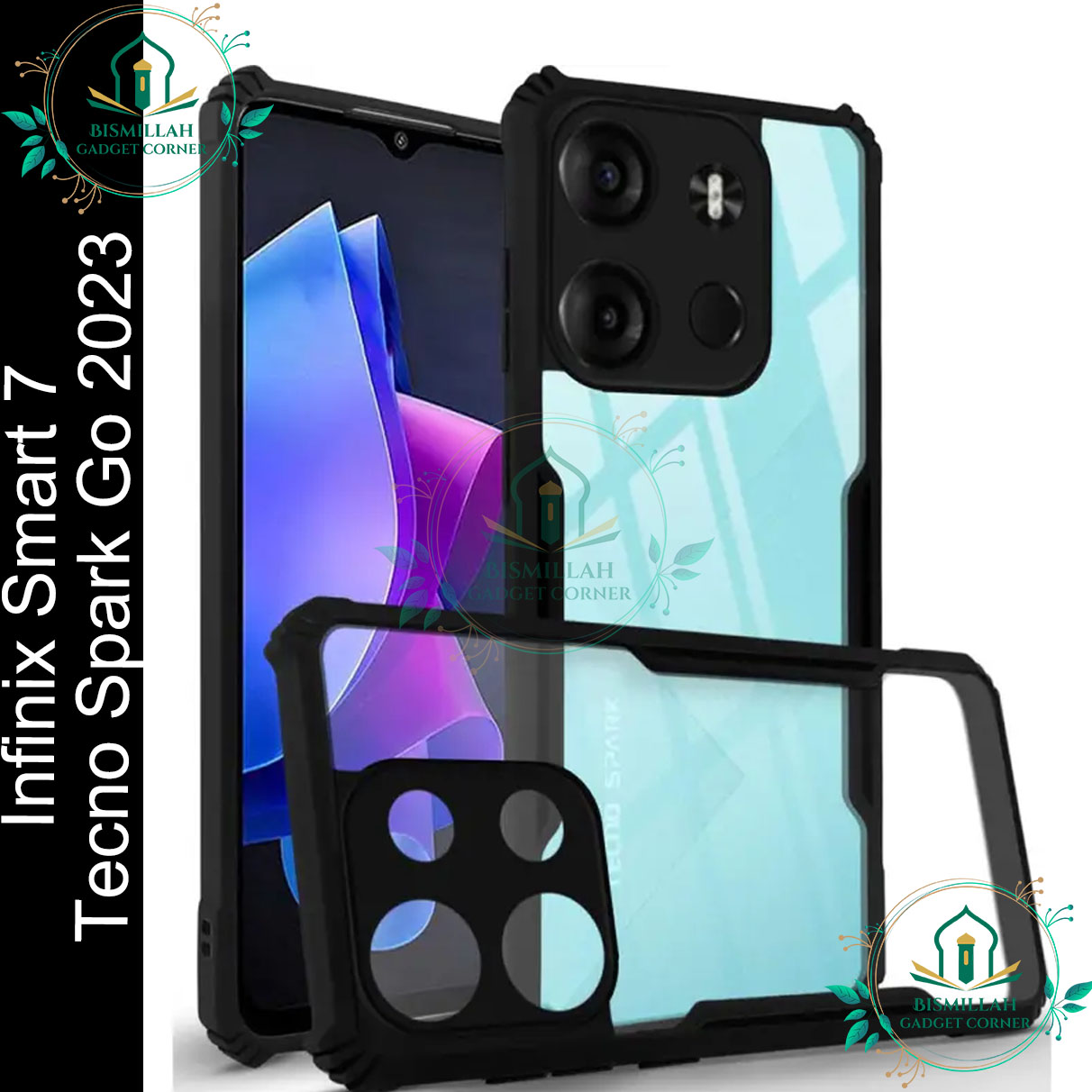 Picture of Xundd Back Cover for Infinix Smart 7 / Tecno Spark Go 2023 Transparent Hybrid Hard PC Back Bumper