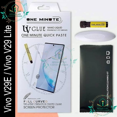 Picture of Premium UV Tempered Glass For Vivo V29E / Vivo V29 Lite Screen Protector Curved with Liquid Glue and UV Light -Transparent Clear