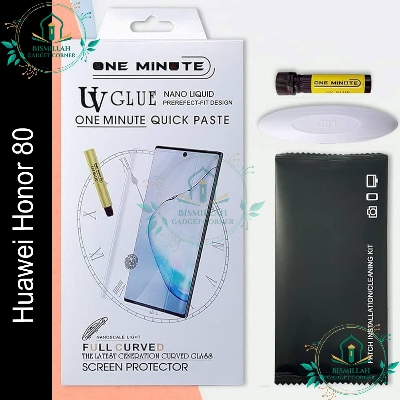 Picture of Premium UV Tempered Glass For Huawei Honor 80  Screen Protector Curved with Liquid Glue and UV Light -Transparent ClearVivo X50 Pro