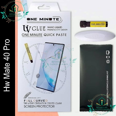 Picture of Premium UV Tempered Glass For Huawei Mate 40 Pro Screen Protector Curved with Liquid Glue and UV Light -Transparent Clear