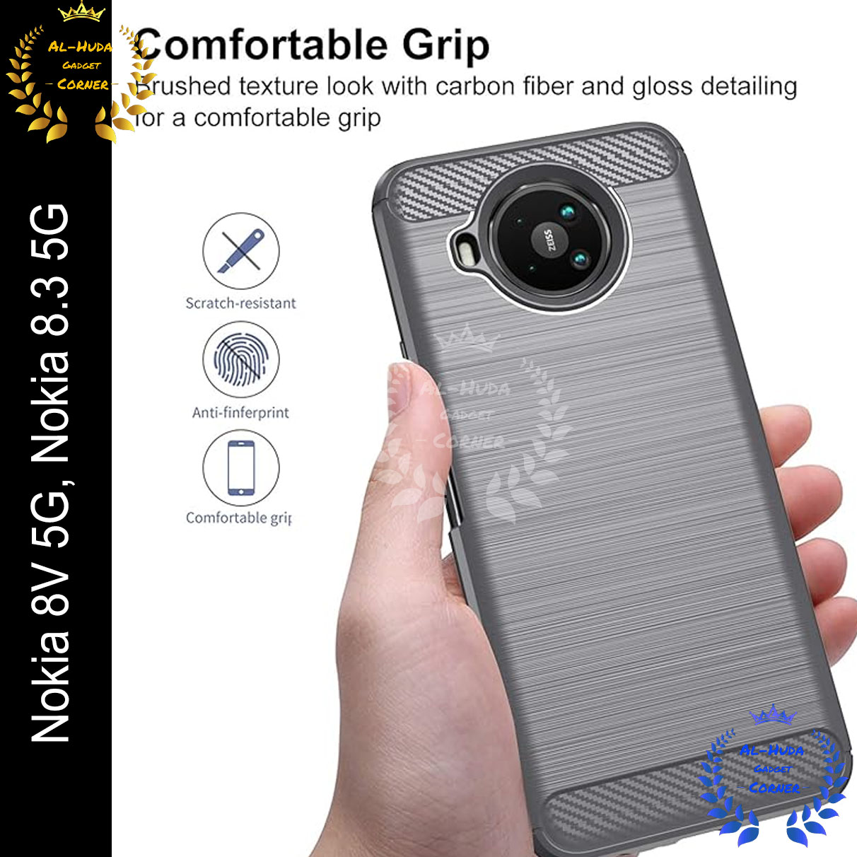 Picture of Spigen cover For Nokia 8.3 / Nokia 8V 5G / Nokia 8 V 5G Carbon Fiber Back cover Soft Slim Fashion Non-Slip Protective Carbon Fiber Phone Case