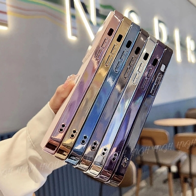 Picture of AG Glass Backplane Lens Integrated iPhone 14 pro max Phone Case, Premium Porsche Design, Prismatic Lens, Soft Unbreakable Edge, Shock Absorption Cover for Camera Drop Protection