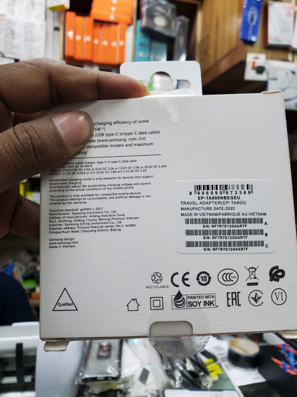 Picture of Original  Samsung 25W Super fast  charger 25W Travel Adapter 3pin with USB Type-C To Type-C Cable