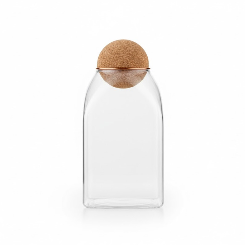 Picture of 1000 ml Glass Cookie Jar with Wooden Cork Lid