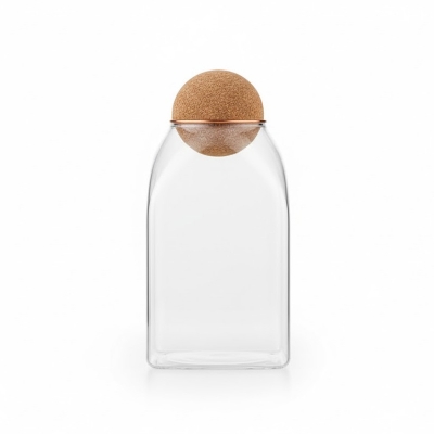 Picture of 1000 ml Glass Cookie Jar with Wooden Cork Lid