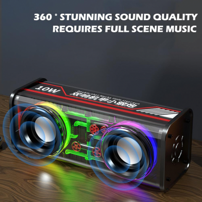 Picture of V8 Transparent Mecha Wireless Bluetooth Speaker Sound Light Rhythm Subwoofer TWS Stereo Cyberpunk Music Center Hands-free Call