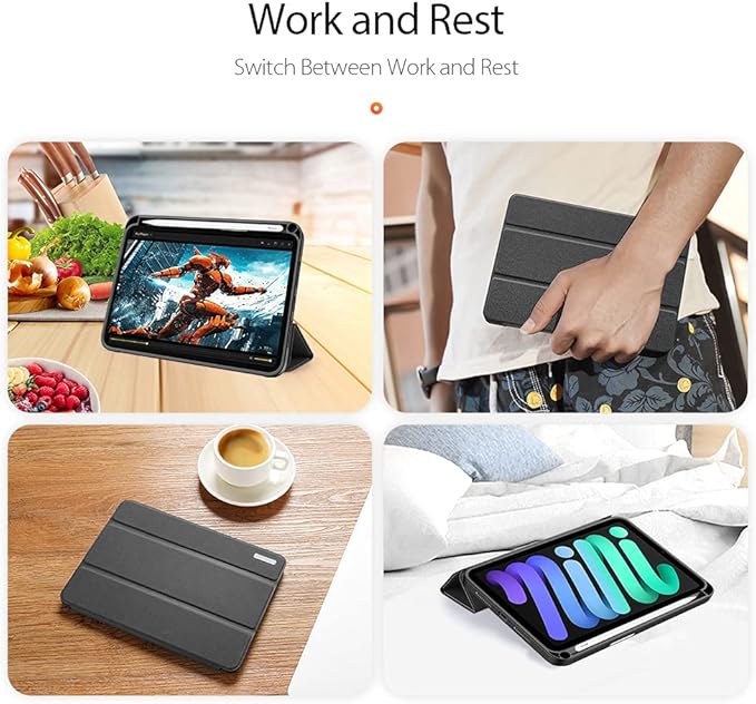 Picture of iPad Mini 6 (8.3") back cover– Slim Smart Flip Case with Magnetic Cover, 3-Fold Stand & Silk Texture Finish