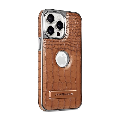 Picture of Back cover for all iphone Leather Material with Metal Magnetic Folding Stand,Luxury Leather back xover Invisible Stand Phone Case Cover for iPhone 12-15 (iPhone15 Pro Max,Brown)