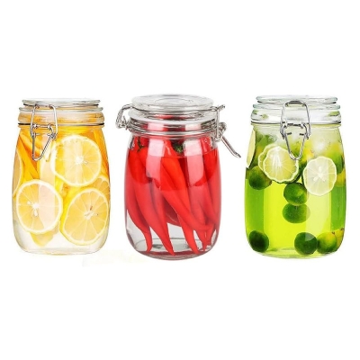 Picture of 1000ml Glass Container for Food Storage with Leakproof Rubber Gasket