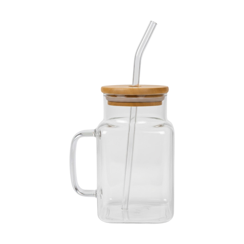 Picture of 700ml Glass Juice Mug with Straw
