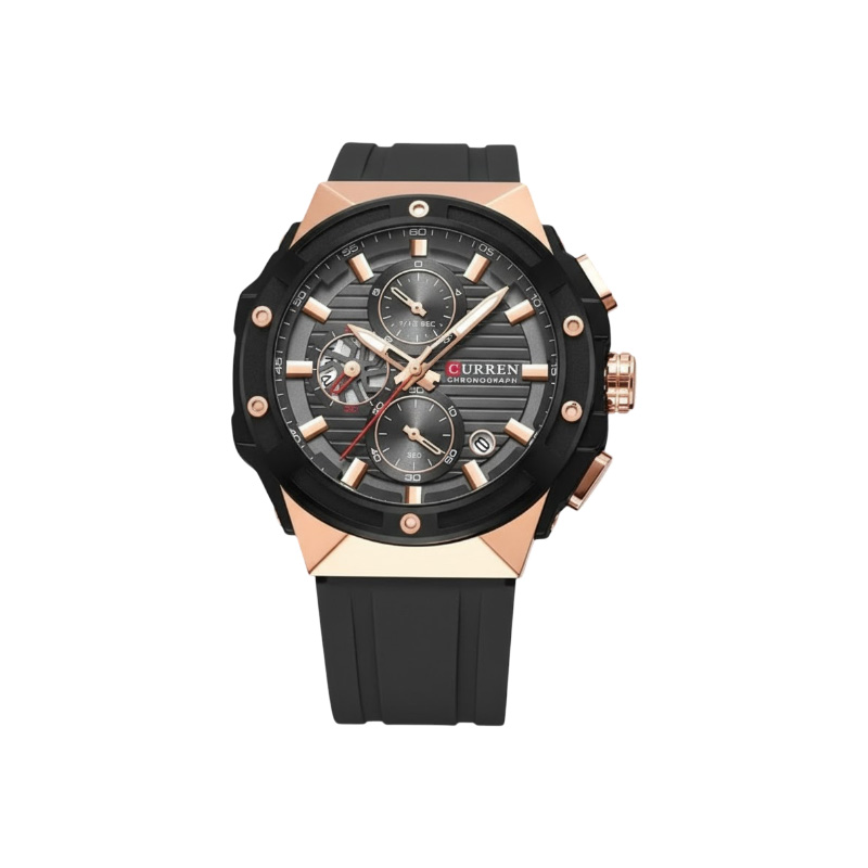 Picture of Curren 8462 Men's Chronograph Quartz Watch – Black Silicone Band