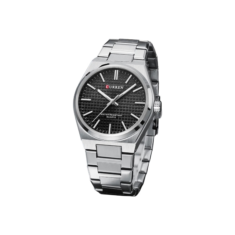 Picture of CURREN 8439 Men's Stainless Steel Quartz Watch – Silver Strap, Black Dial (30M Water Resistant)