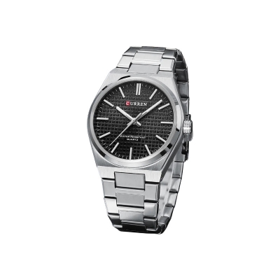 Picture of CURREN 8439 Men's Stainless Steel Quartz Watch – Silver Strap, Black Dial (30M Water Resistant)
