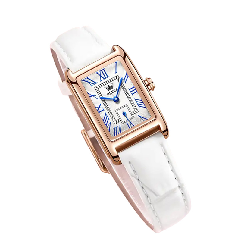 Picture of Olevs 6625 Women’s Square Dial Fashion Watch – Rose Gold & White Leather